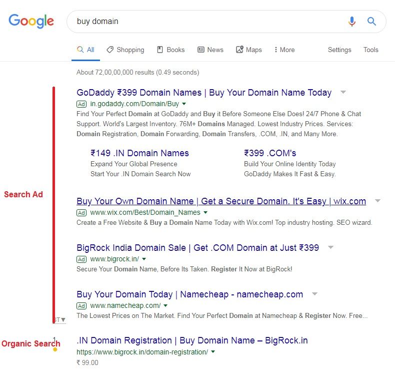 Search ad example